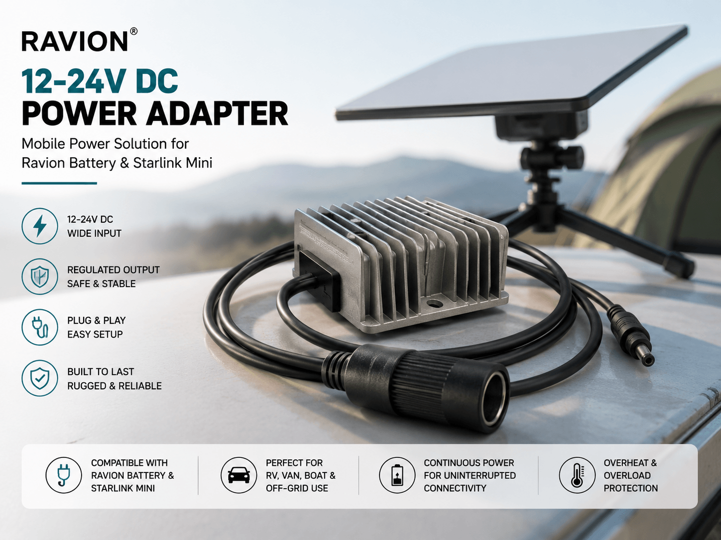 Ravion 12-24V DC Power Adapter