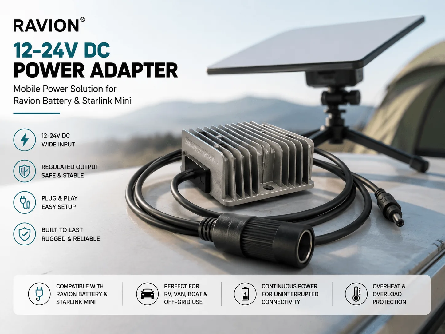 Ravion 12-24V DC Power Adapter