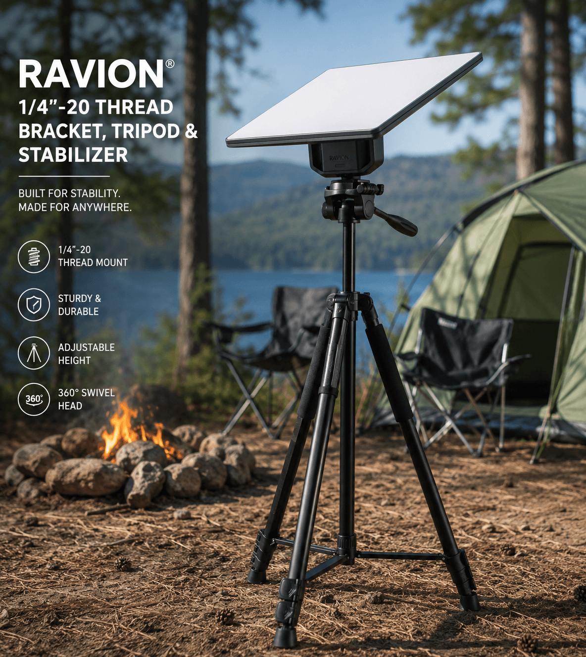Ravion® 1/4"-20 Thread Bracket, Tripod & Stabilizer for Starlink Mini