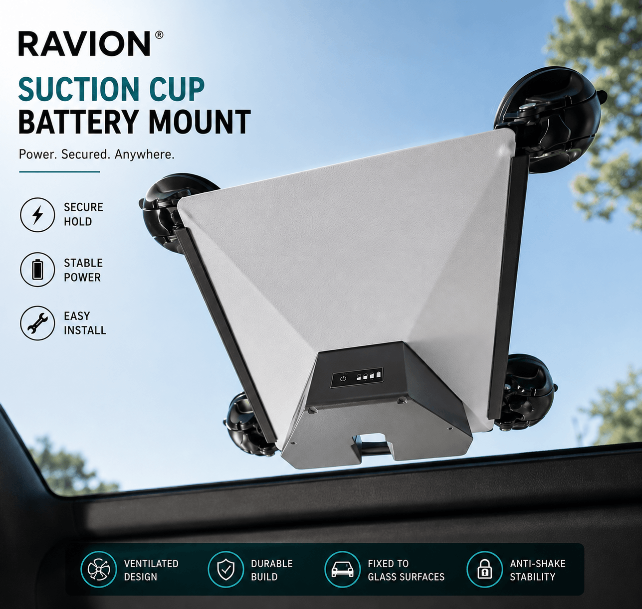 Ravion® Suction Cup Battery Mount