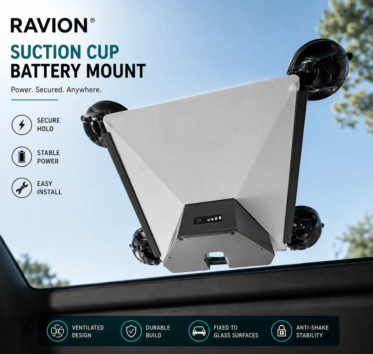 Ravion® Suction Cup Battery Mount