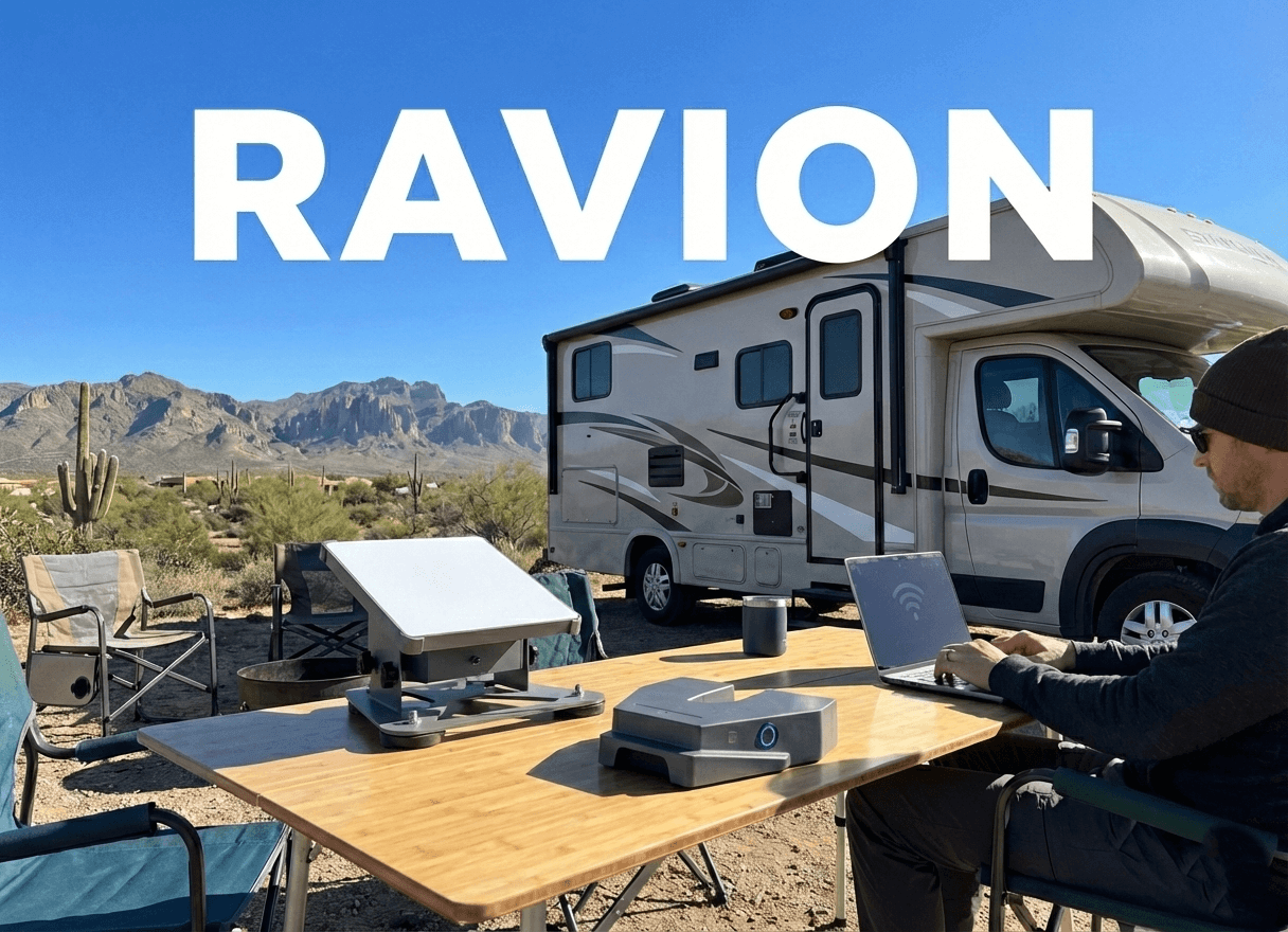 Ravion battery deployed at RV campsite for remote work