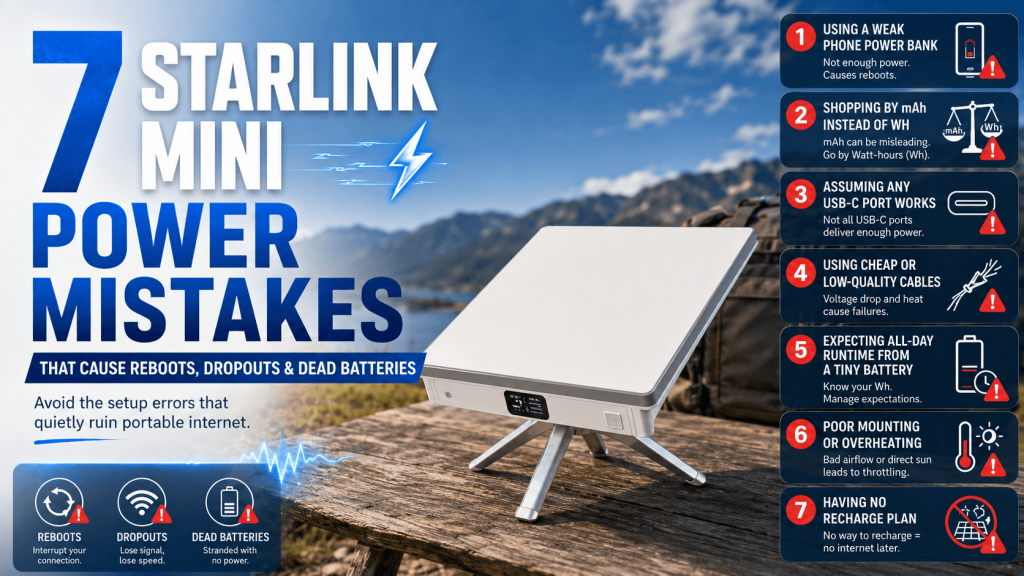 7 Starlink Mini Power Mistakes That Cause Reboots, Dropouts & Dead Batteries